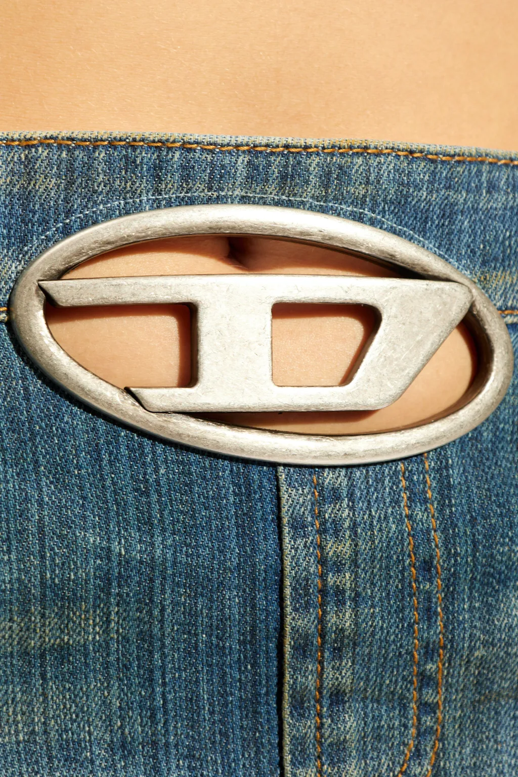 Logo-Plaque Denim Mini Skirt