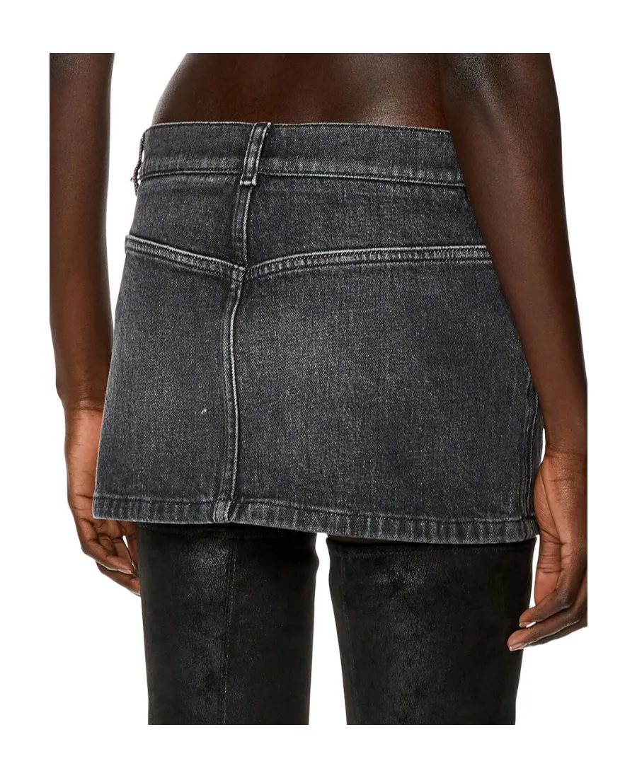Logo Detailed Cut-Out Denim Skirt