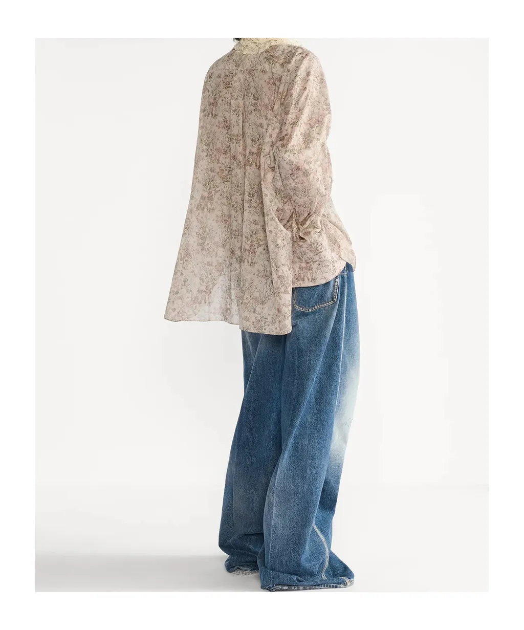 Blouse With Removable Ruched Collar