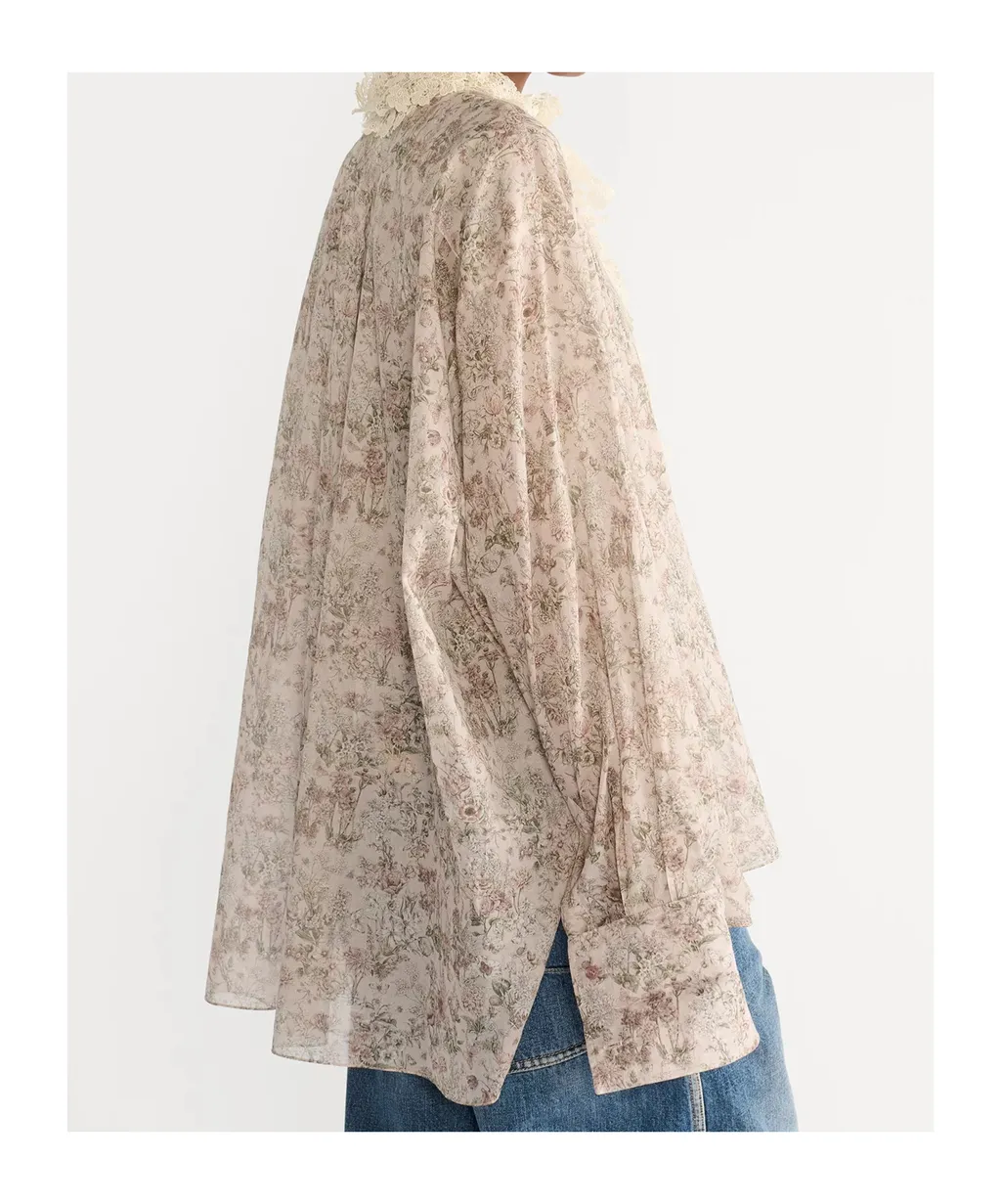 Blouse With Removable Ruched Collar