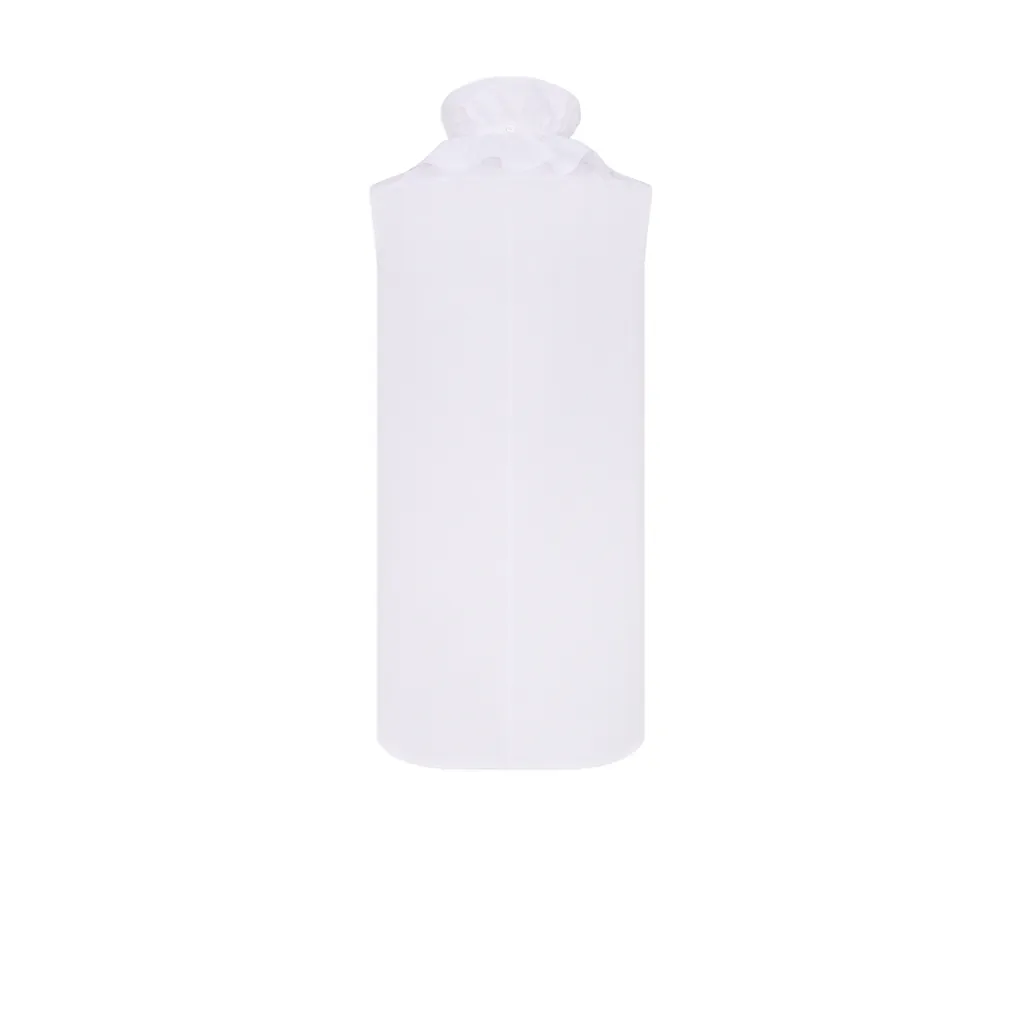 Sleeveless Blouse With Removable Ruched Collar