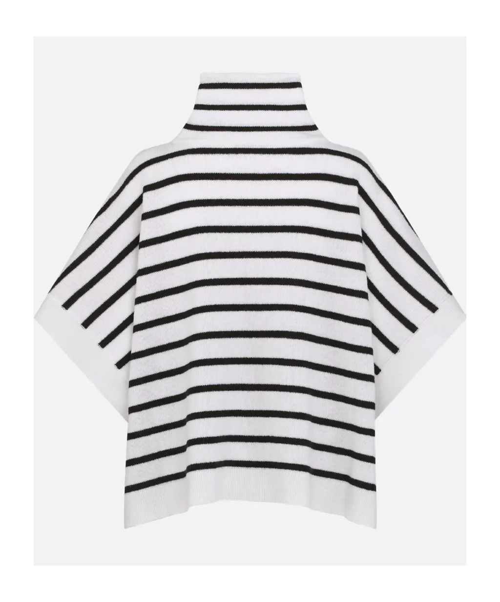 Striped High Neck Cape