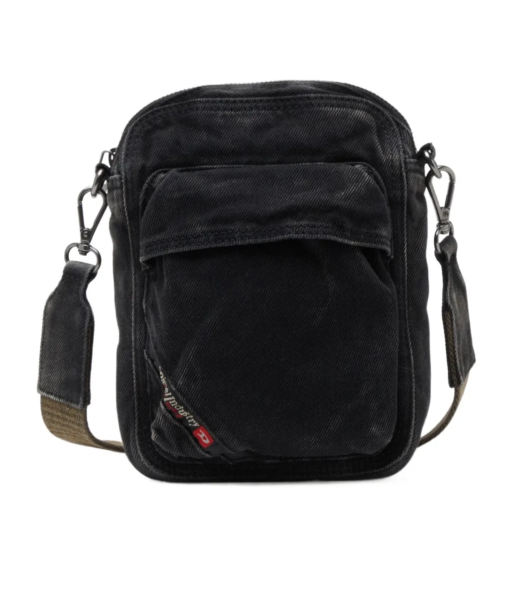 Zip-Fastening Denim Messenger Bag