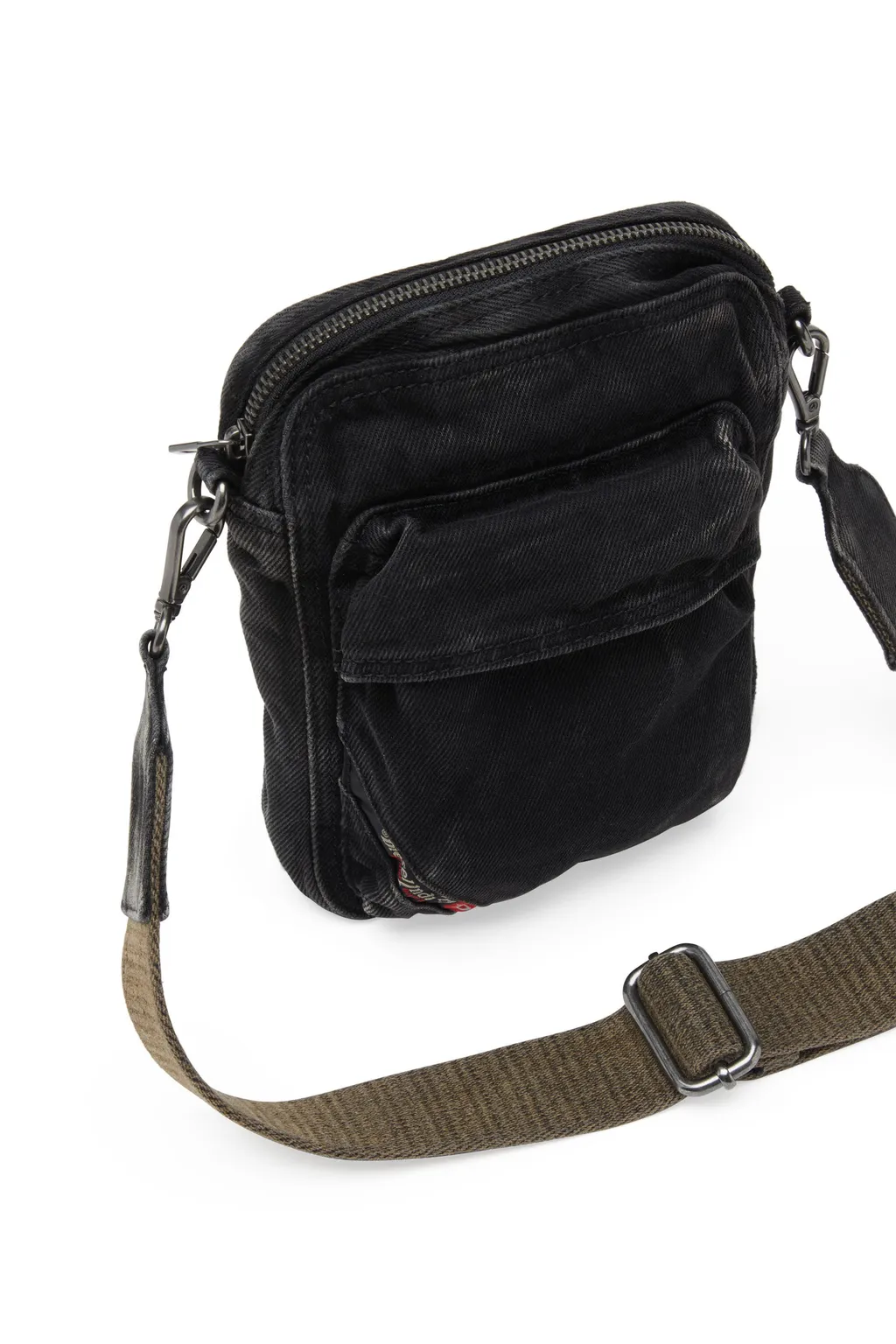 Zip-Fastening Denim Messenger Bag