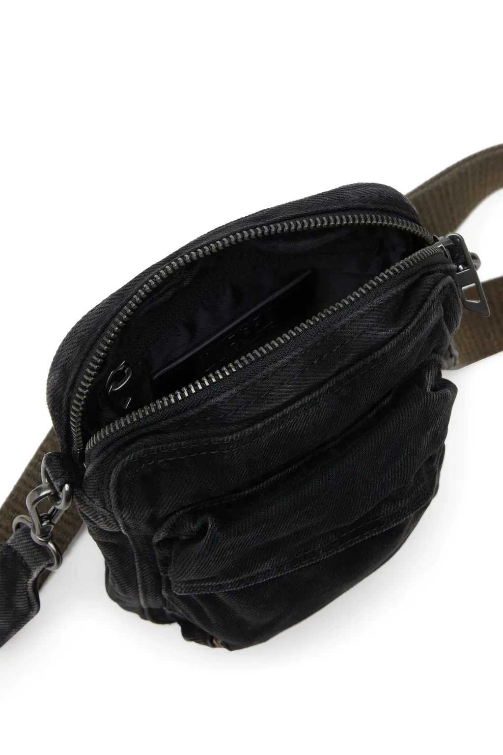 Zip-Fastening Denim Messenger Bag