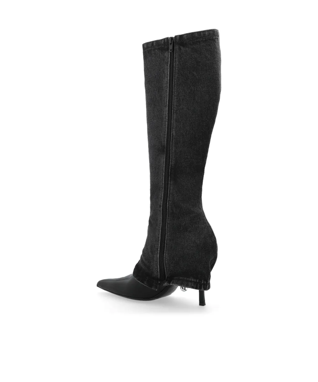 100Mm Denim-Panel Boots