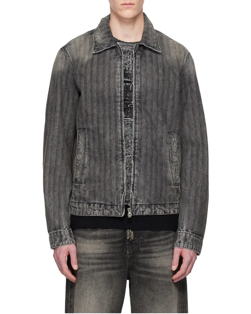 Blouson Jacket In Herringbone Denim