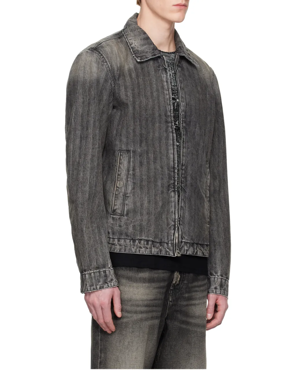 Blouson Jacket In Herringbone Denim