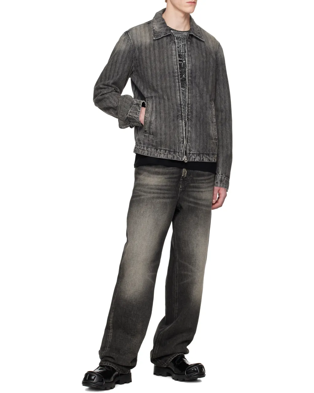Blouson Jacket In Herringbone Denim