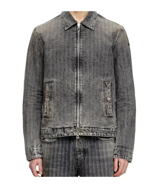 Blouson Jacket In Herringbone Denim