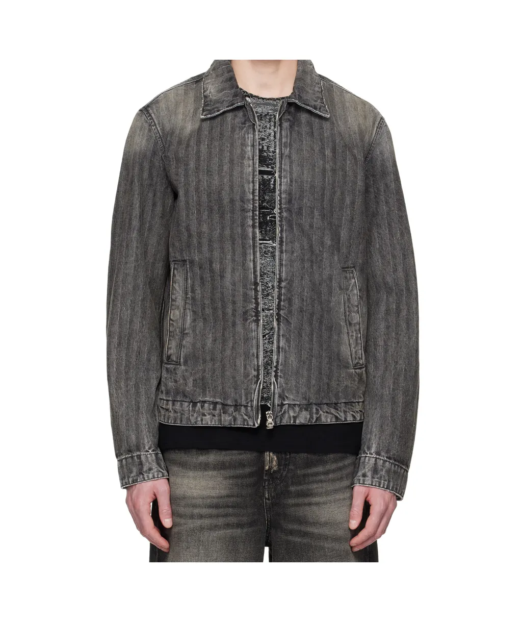 Blouson Jacket In Herringbone Denim