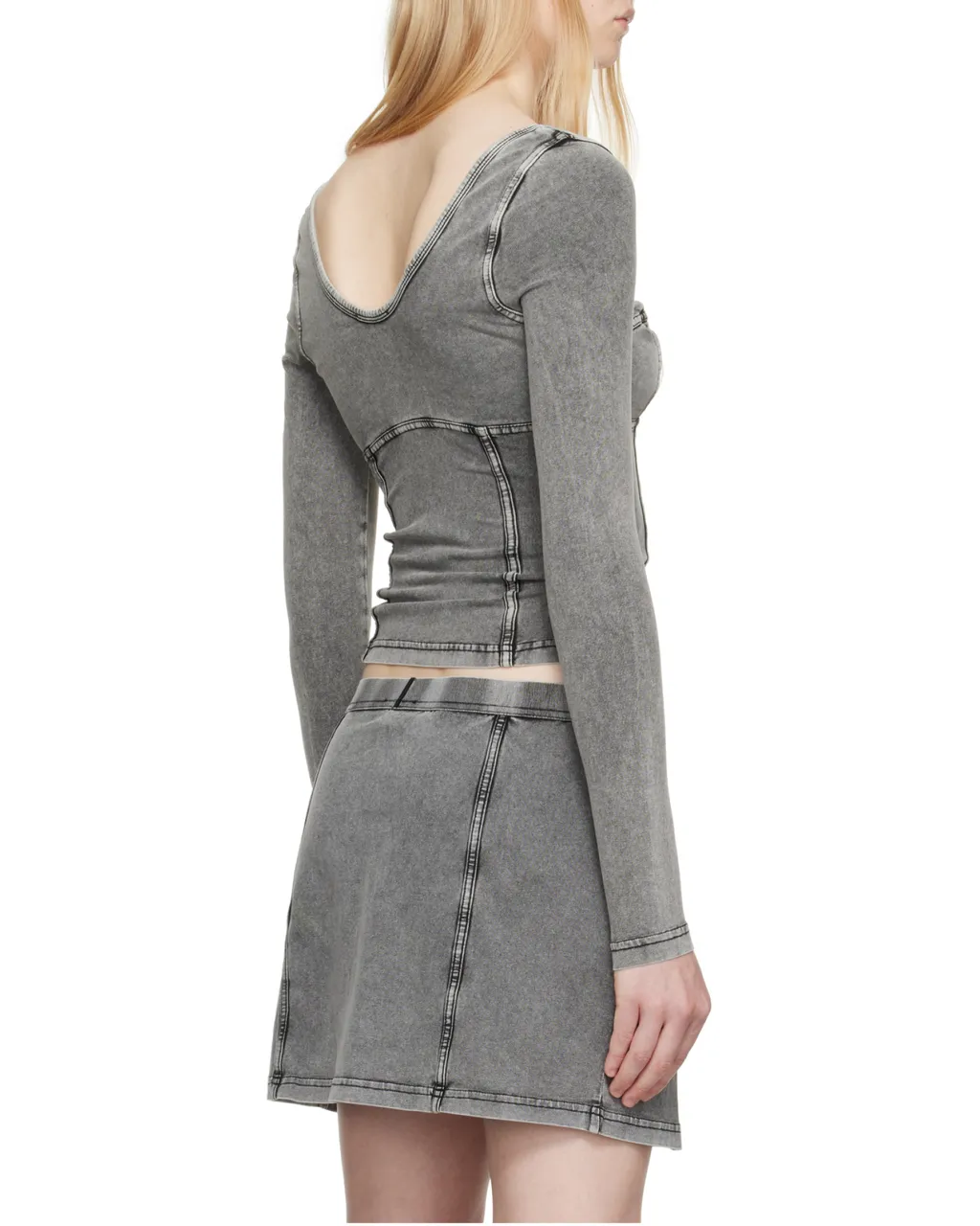T-Elin Long-Sleeved Denim Effect Top