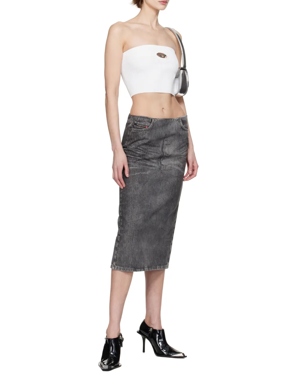 Midi Skirt In Tailoring Pinstripe Denim