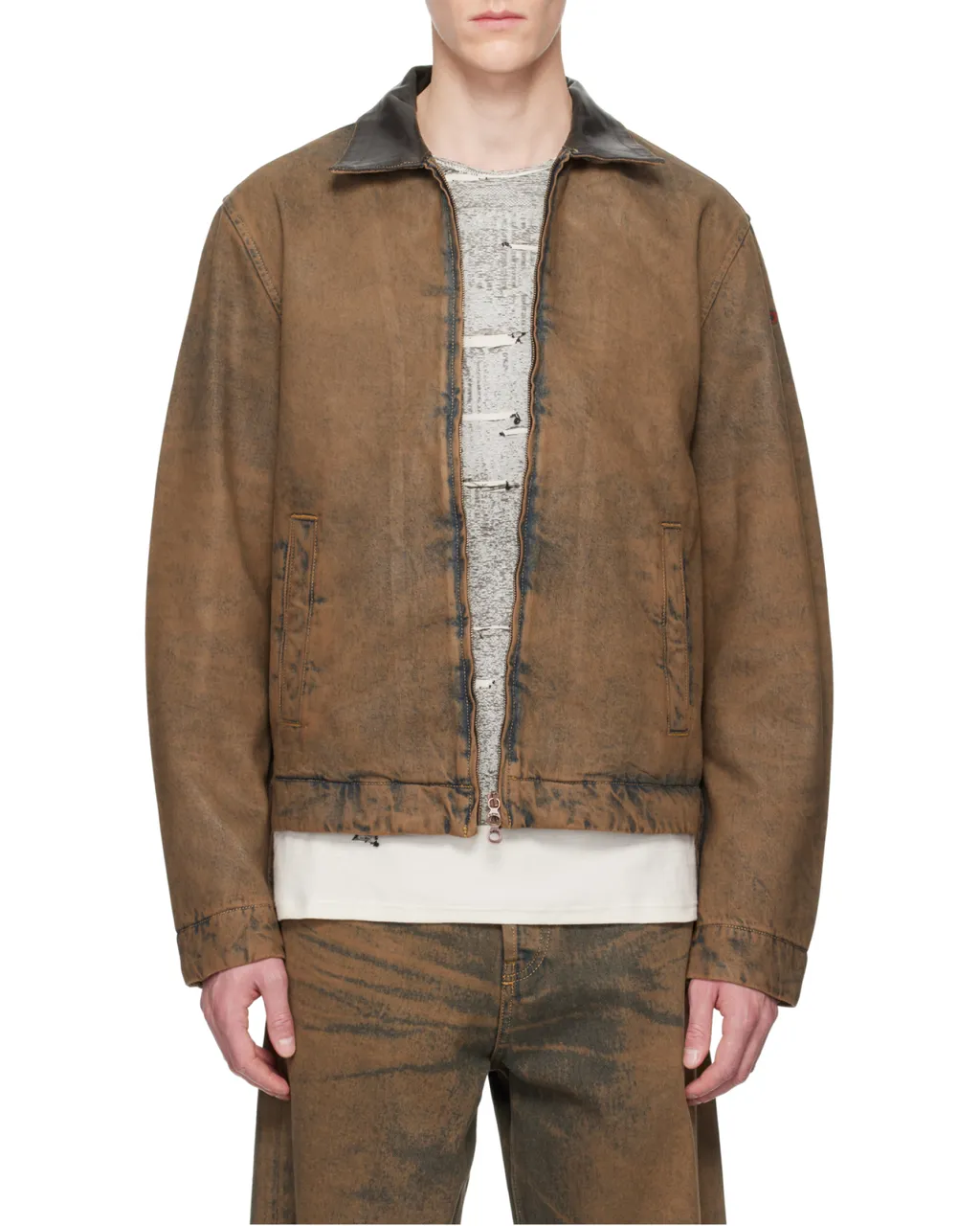 Coated Denim Padded Blouson Jacket