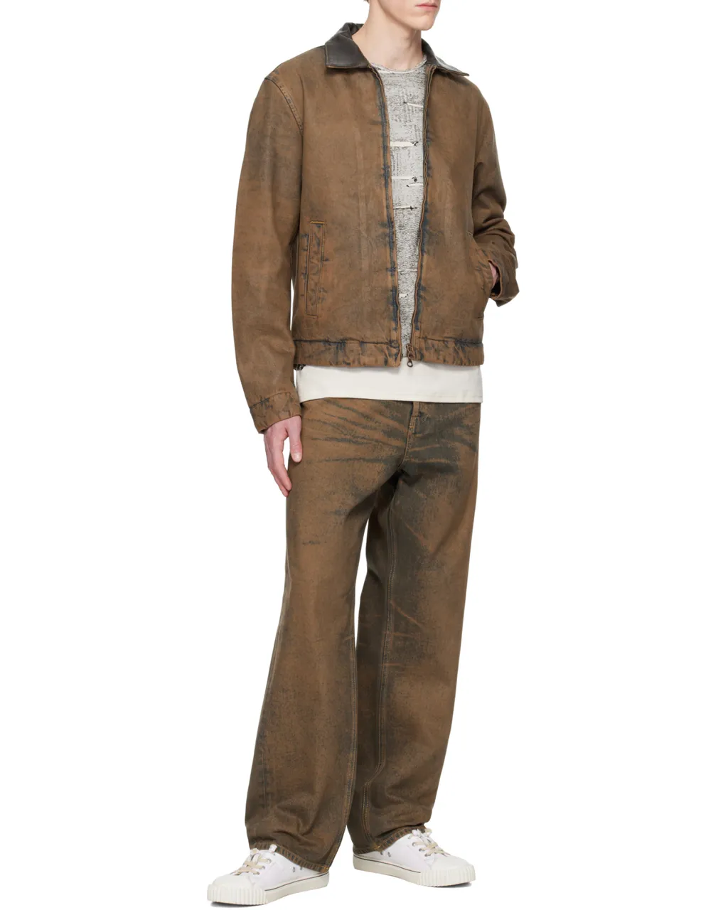 Coated Denim Padded Blouson Jacket
