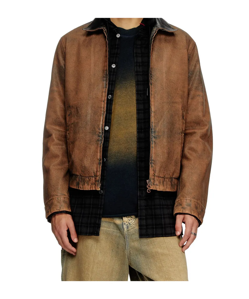 Coated Denim Padded Blouson Jacket