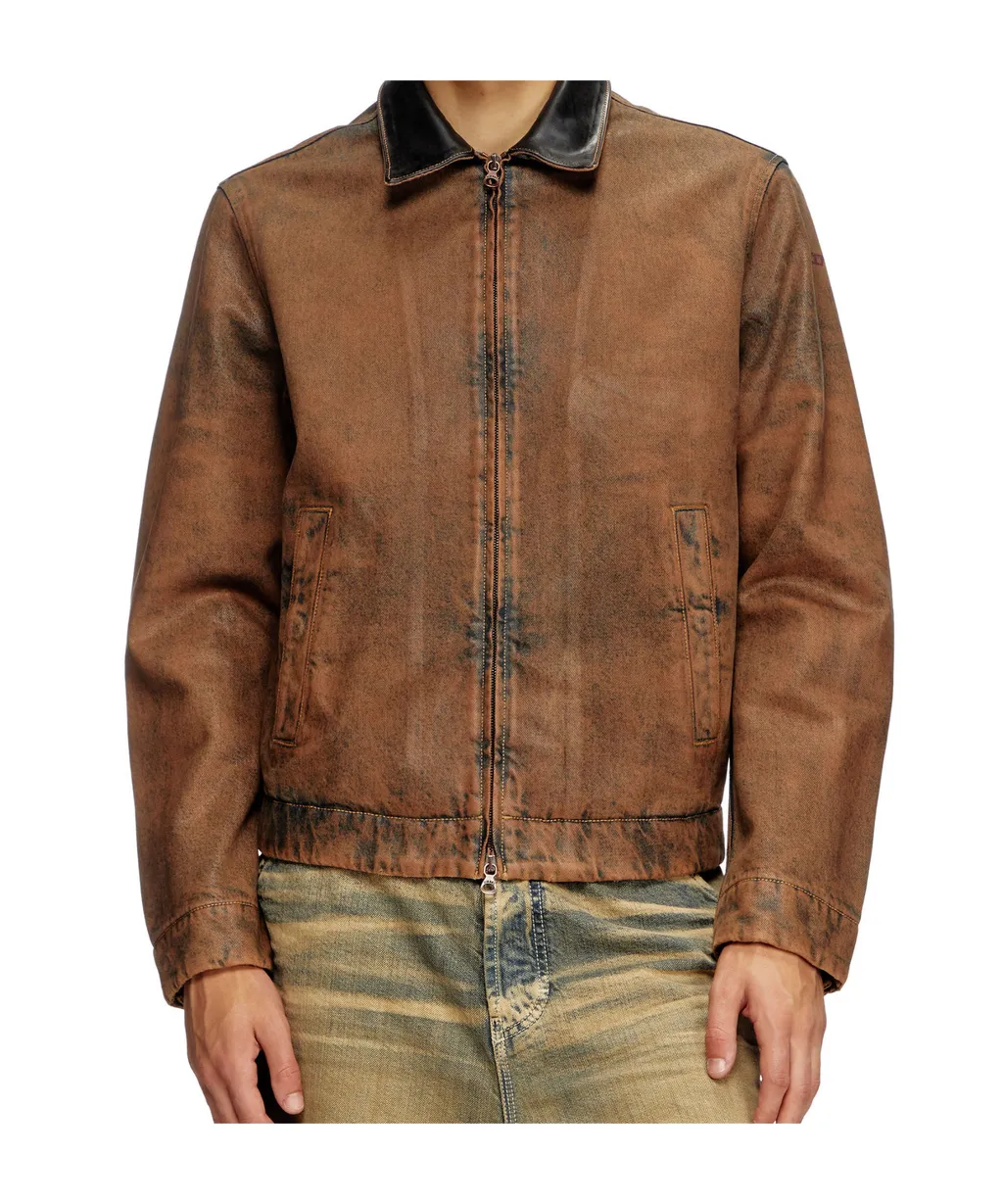 Coated Denim Padded Blouson Jacket