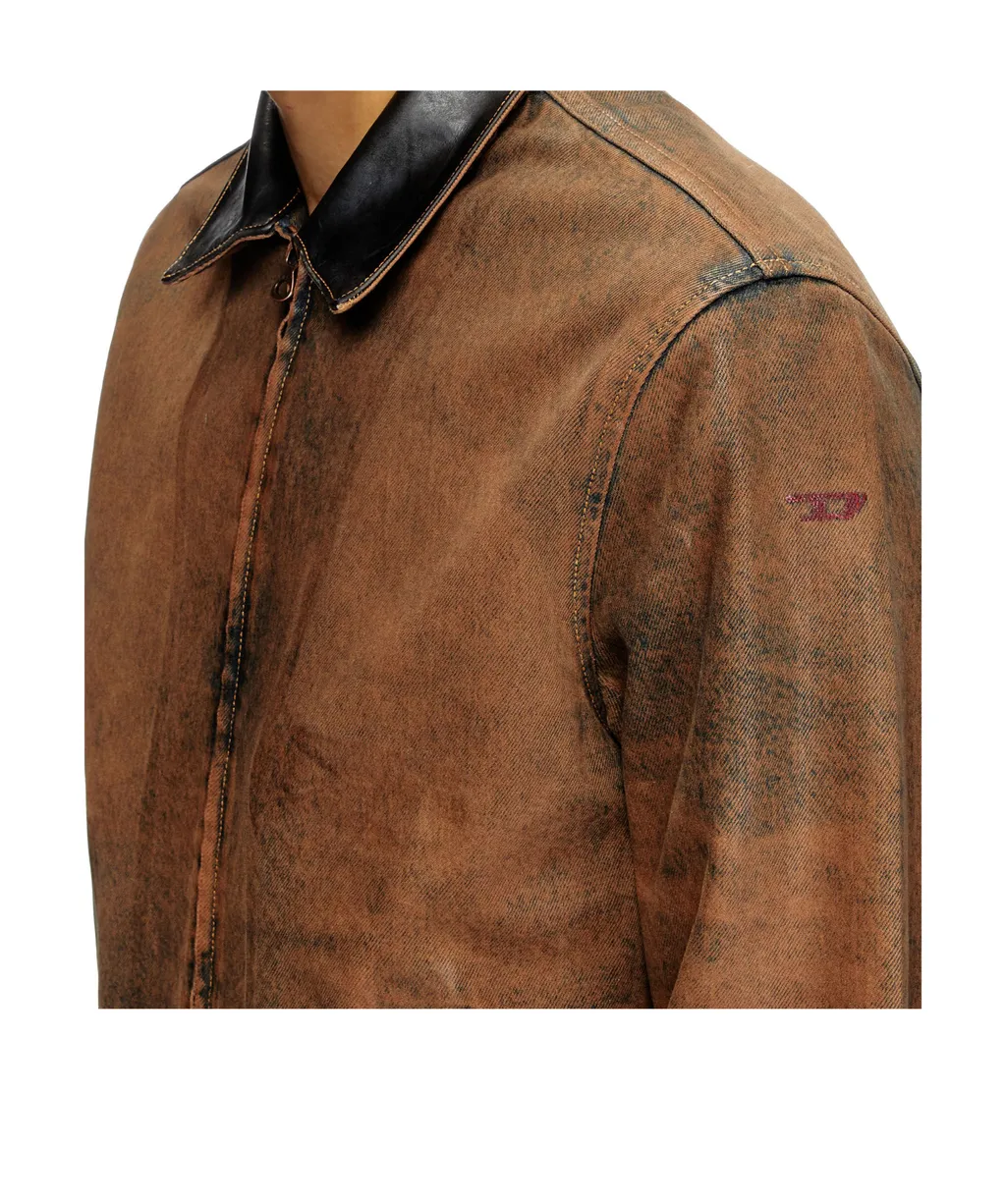 Coated Denim Padded Blouson Jacket