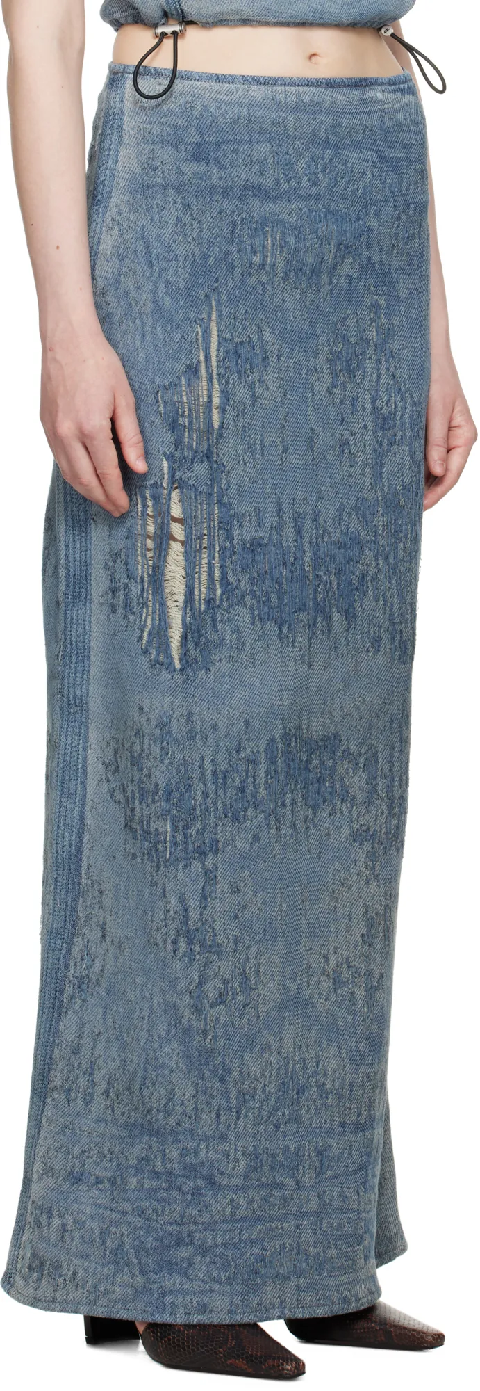 De-Megan-Fsg Distressed Denim Skirt