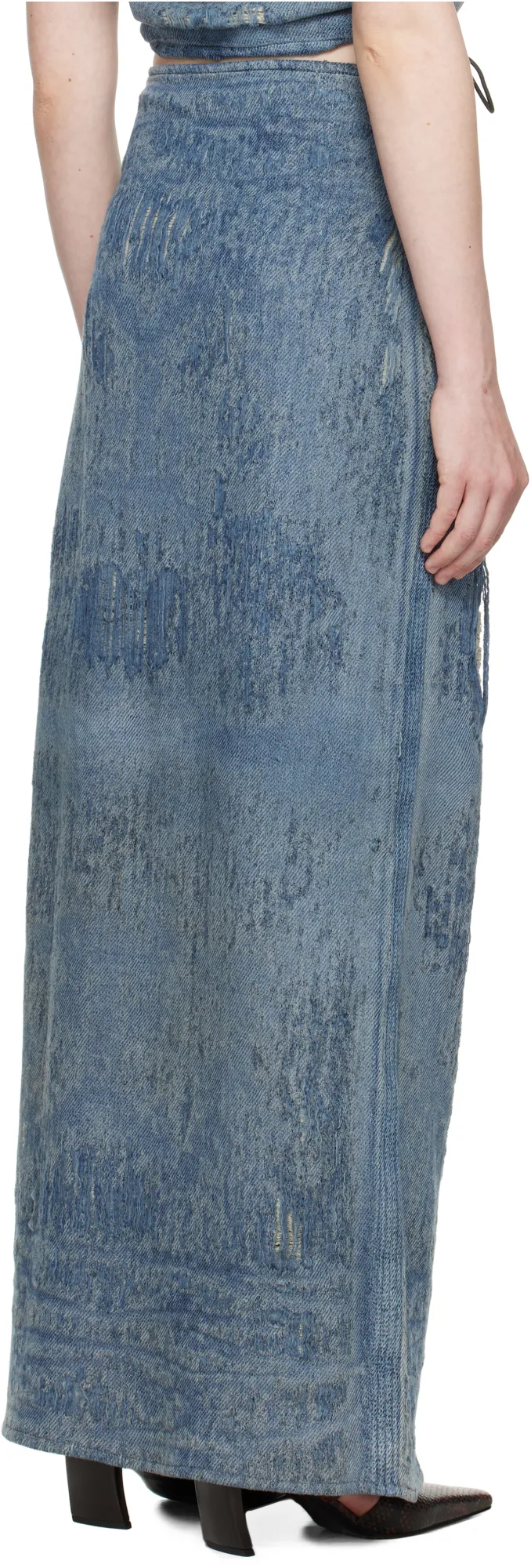 De-Megan-Fsg Distressed Denim Skirt