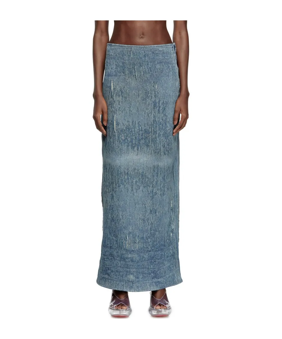 De-Megan-Fsg Distressed Denim Skirt