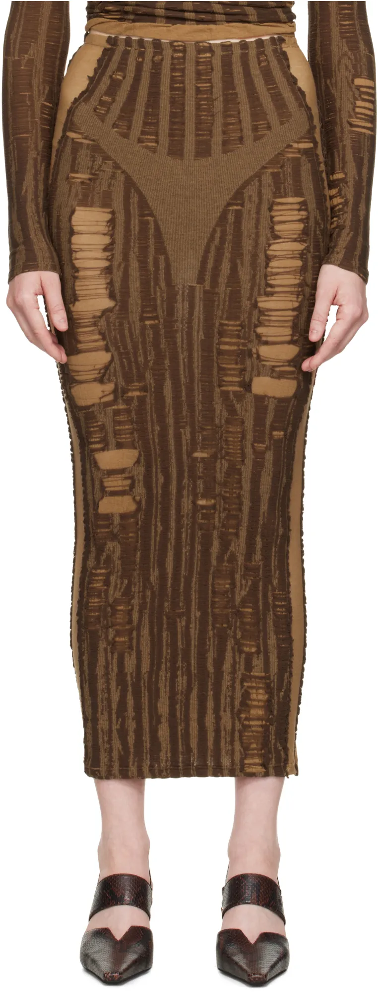 M-Calina Distressed Midi Skirt