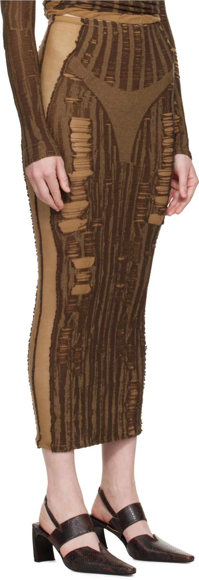 M-Calina Distressed Midi Skirt