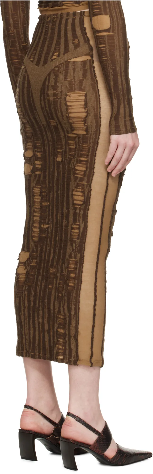M-Calina Distressed Midi Skirt