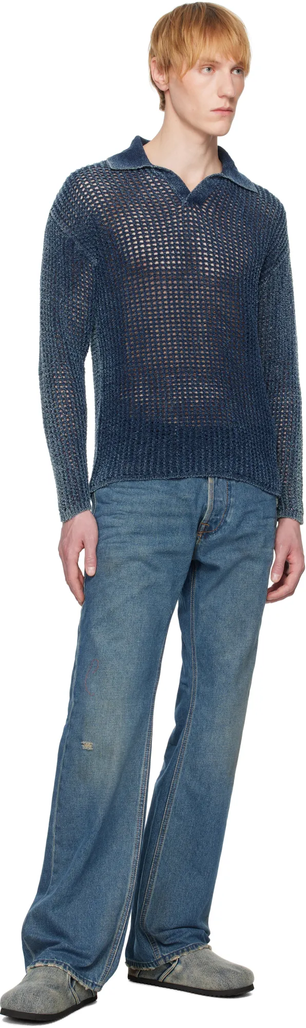 K-Squared Open-Knit Polo Jumper