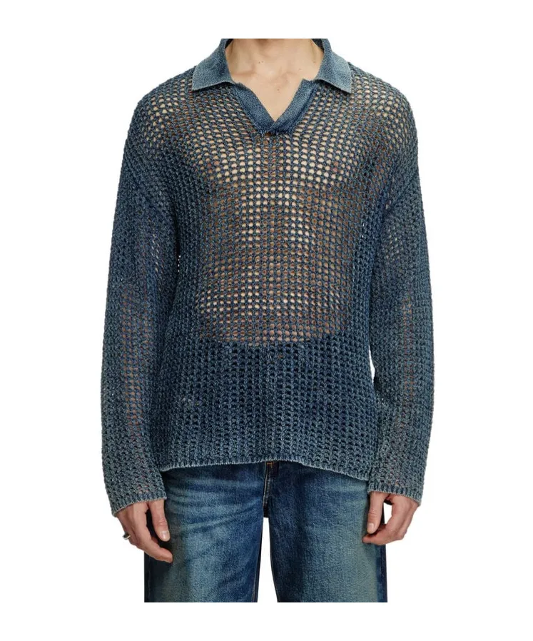 K-Squared Open-Knit Polo Jumper