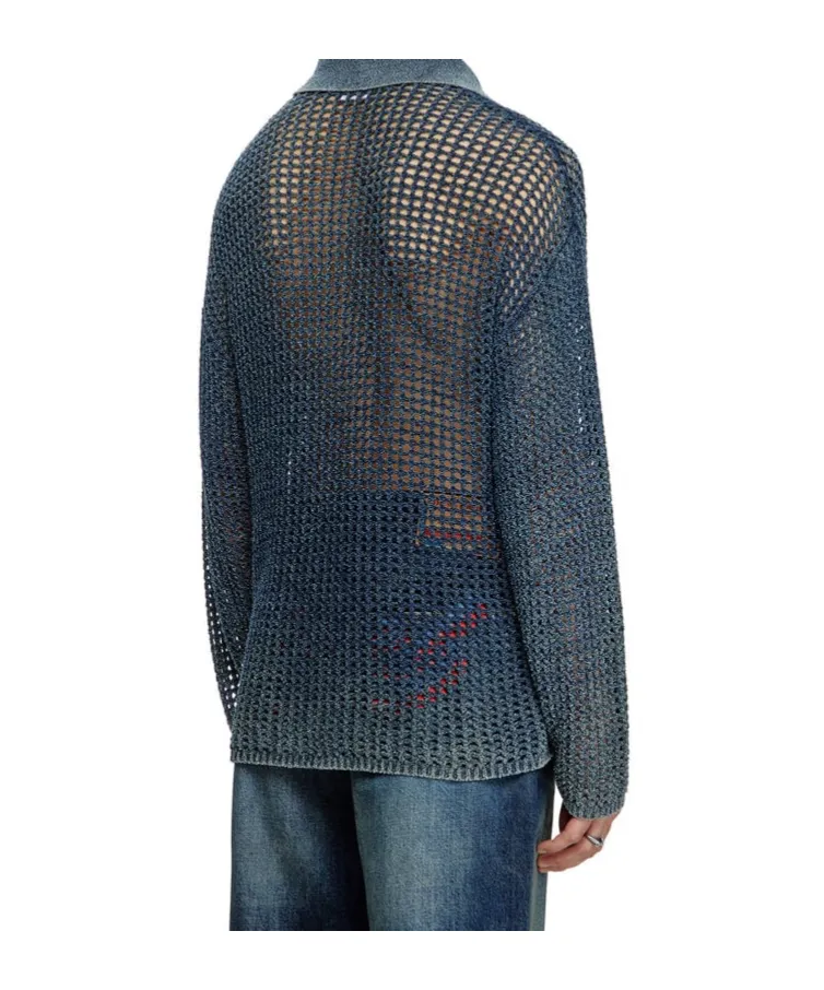 K-Squared Open-Knit Polo Jumper