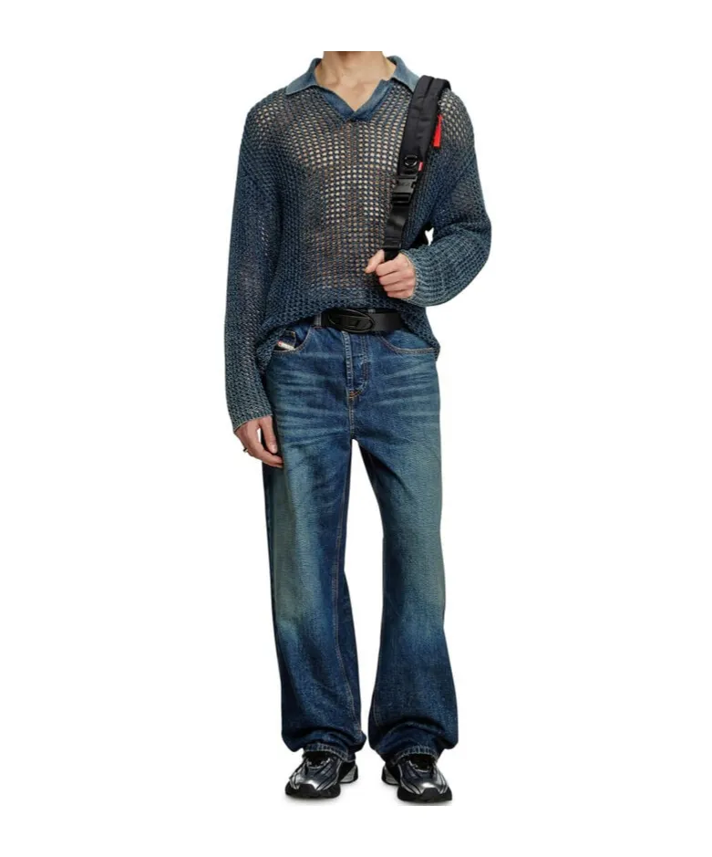 K-Squared Open-Knit Polo Jumper