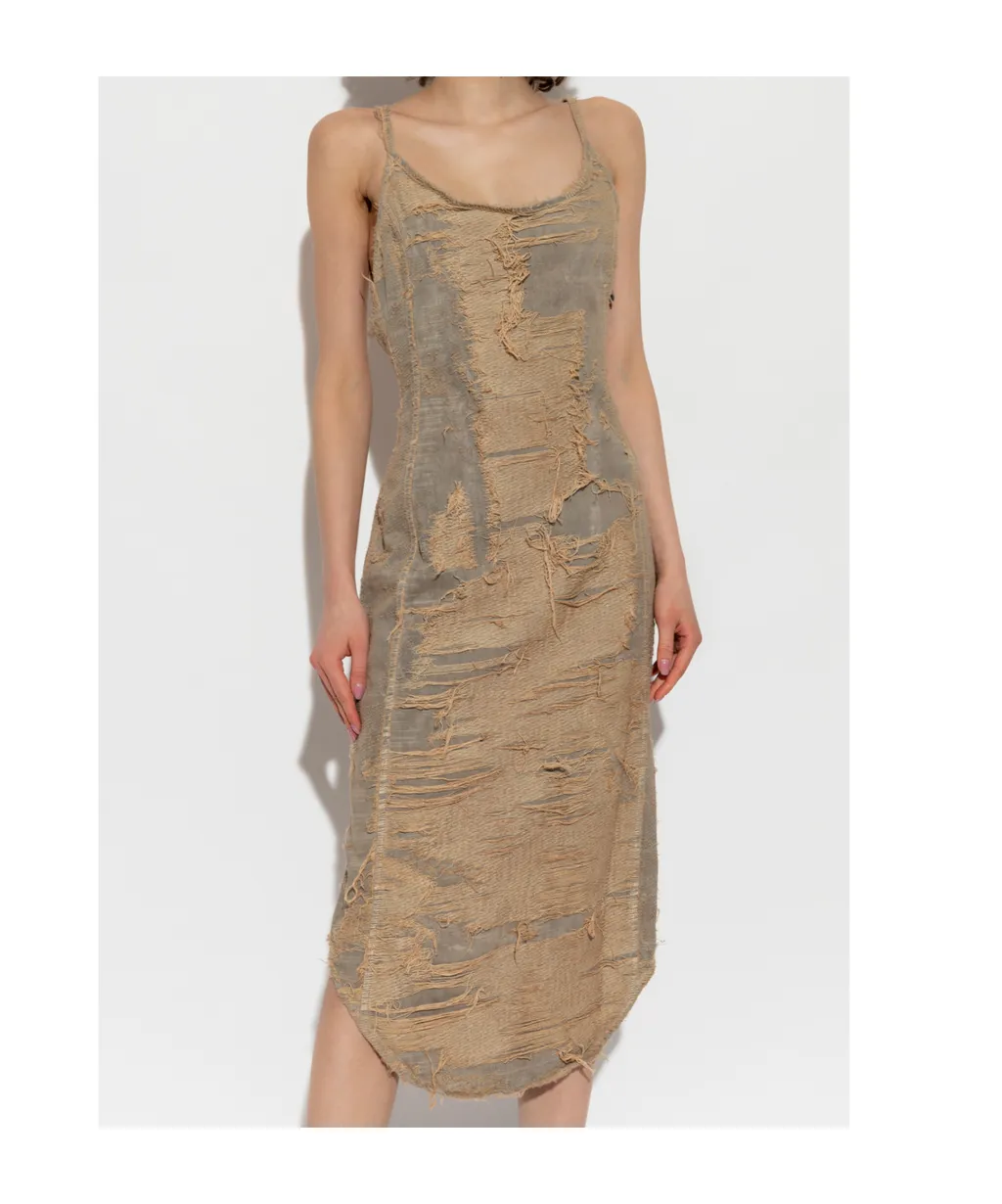 De-Vera-Fsg Distressed Floating-Thread Denim Dress