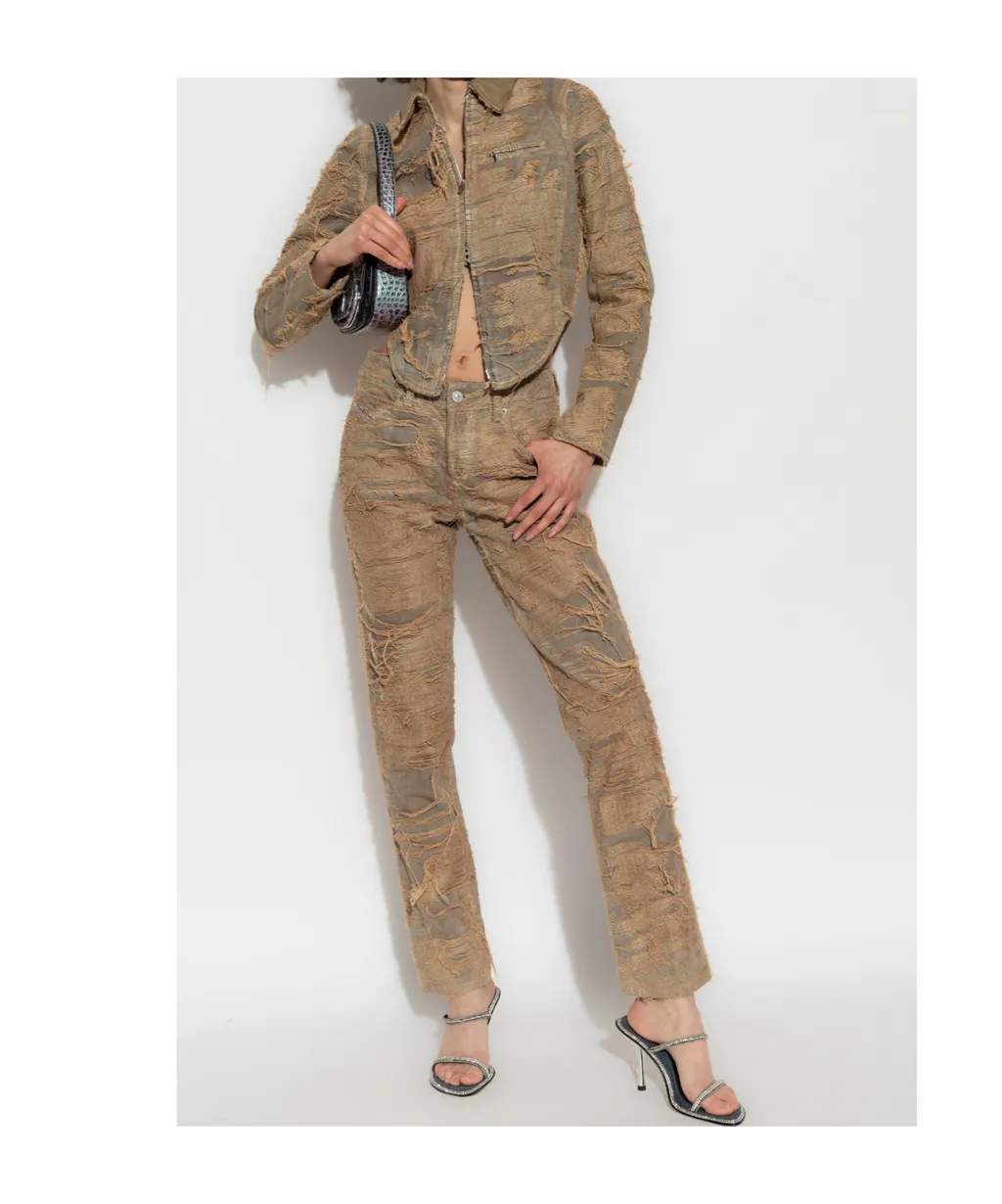 Floating-Thread Distressed Pants