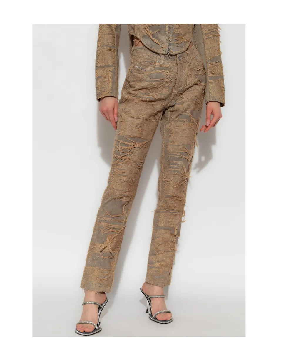 Floating-Thread Distressed Pants