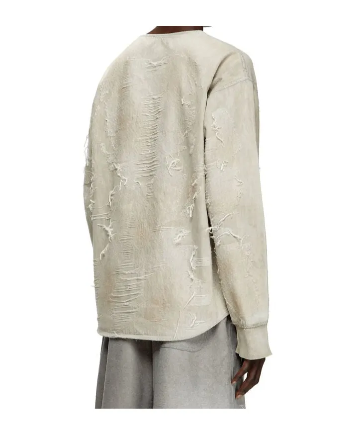 D-Just-Fsg1 Distressed Jacquard Denim Sweatshirt