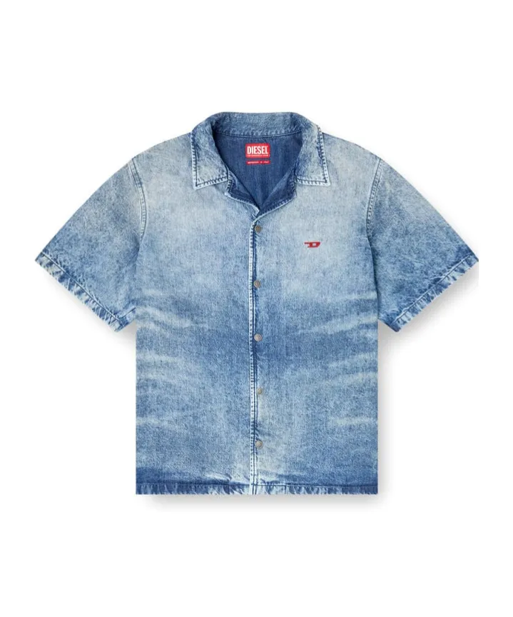 D-Nabil-Fsg Distressed Denim Bowling Shirt