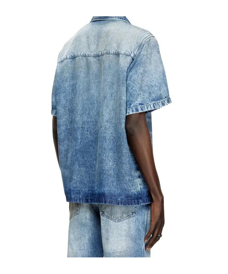D-Nabil-Fsg Distressed Denim Bowling Shirt