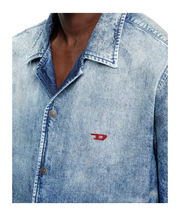 D-Nabil-Fsg Distressed Denim Bowling Shirt