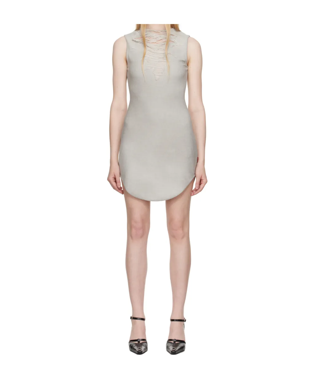 D-Yasmi Distressed Fringed Neckline Mini Dress