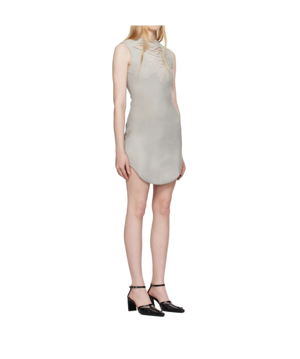 D-Yasmi Distressed Fringed Neckline Mini Dress