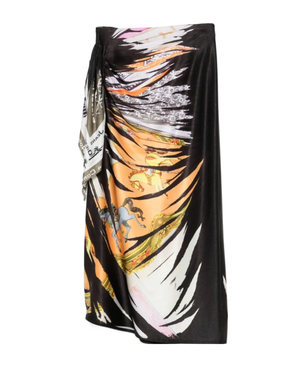 O-Pary Bandana Print Draped Skirt
