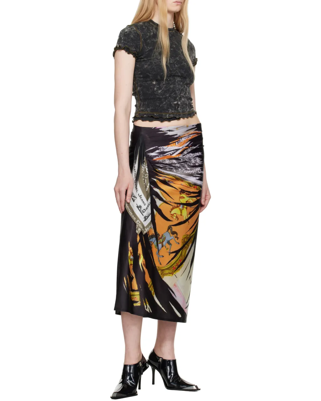O-Pary Bandana Print Draped Skirt