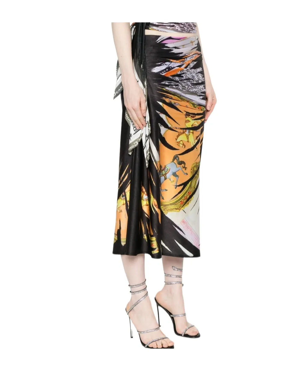 O-Pary Bandana Print Draped Skirt