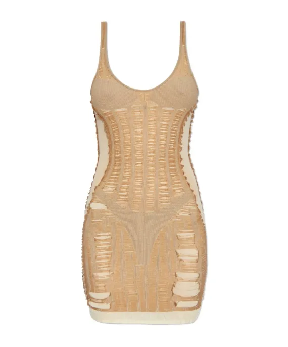 M-Calimera Semi-Sheer Panelled Mini Dress