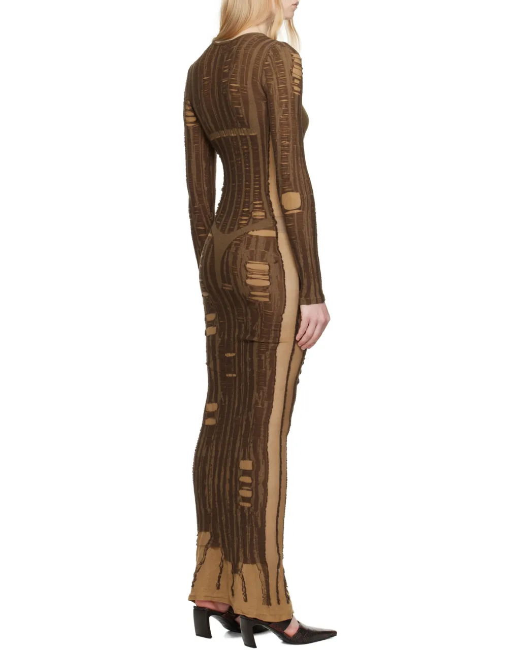 M-Calimera Semi-Sheer Panelled Maxi Dress