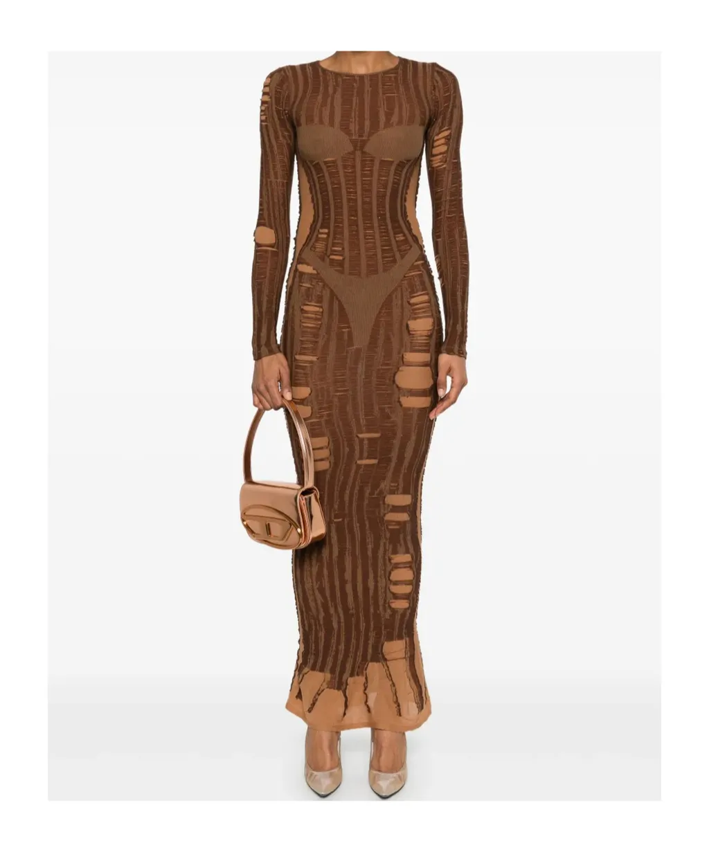 M-Calimera Semi-Sheer Panelled Maxi Dress
