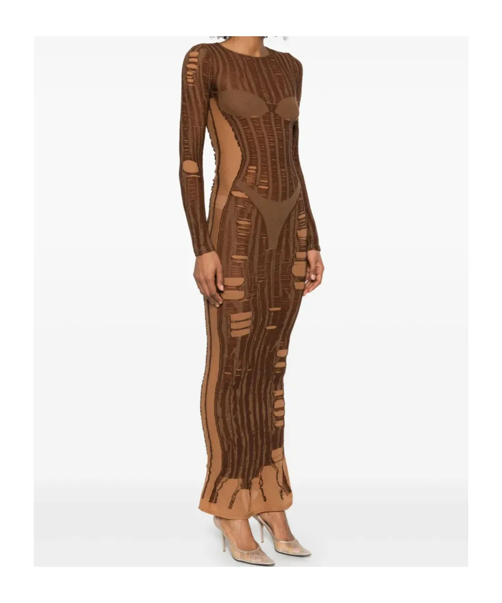 M-Calimera Semi-Sheer Panelled Maxi Dress