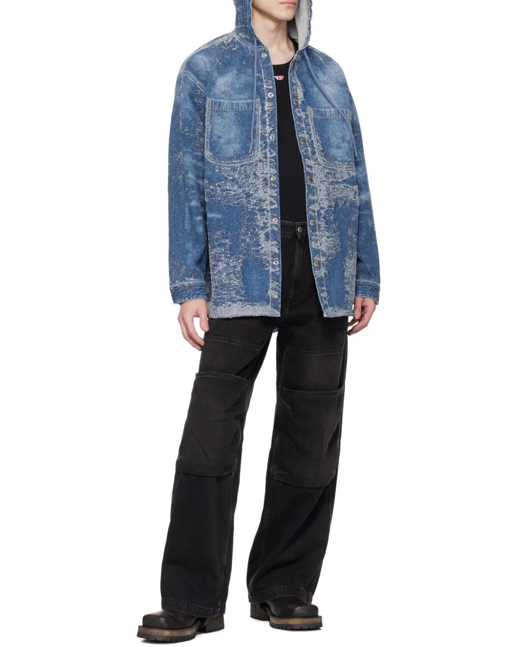 D-Dewny-Hood Distressed Denim Jacket