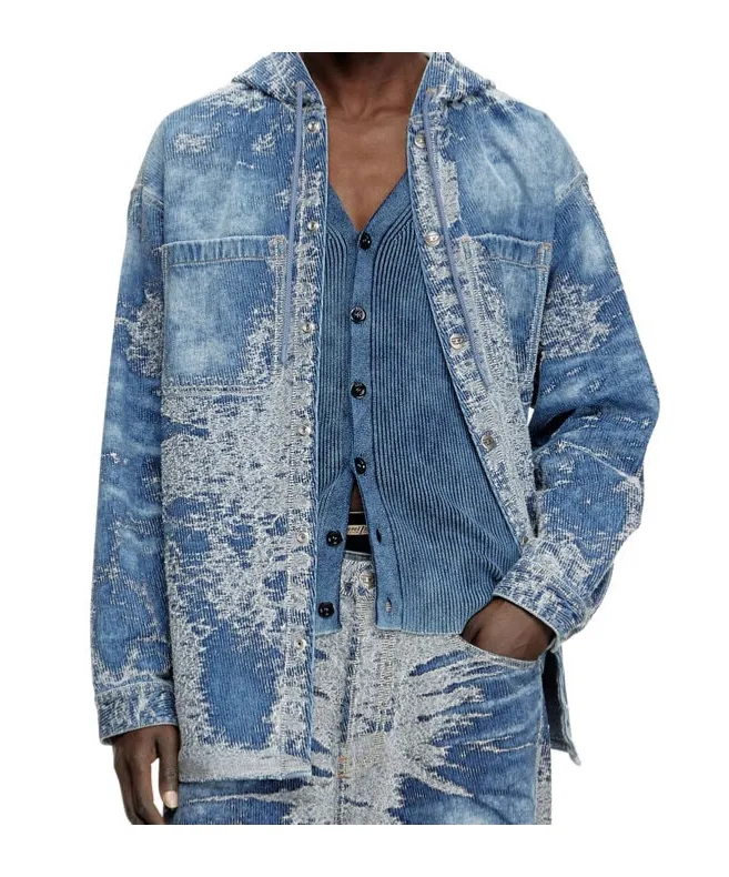 D-Dewny-Hood Distressed Denim Jacket